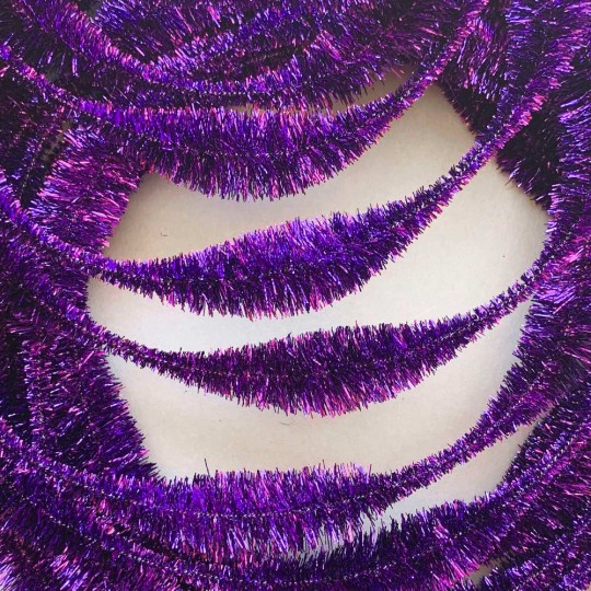 Large 5" Bump Chenille in Metallic Violet Purple Tinsel ~ 1 yd. (8 bumps)